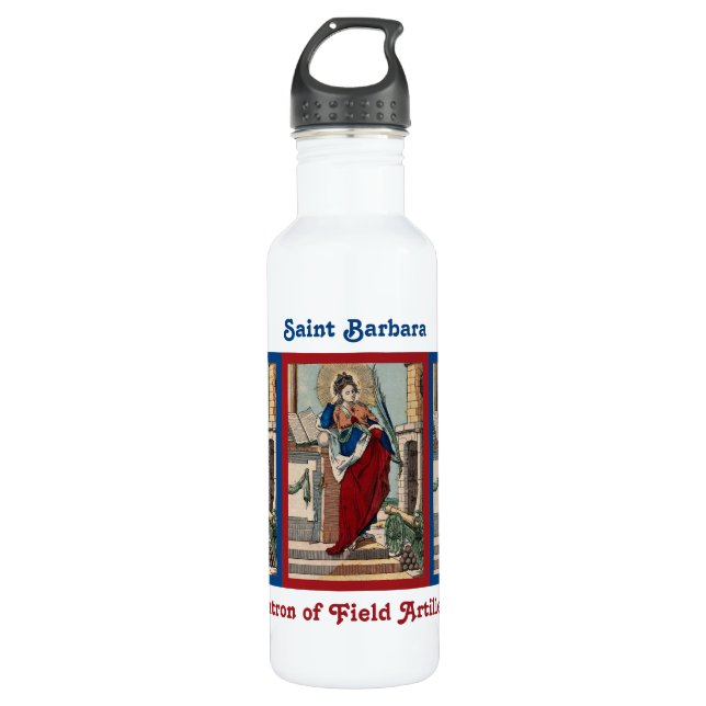 St. Barbara with Artillery (M 07) Red White & Blue 710 Ml Water Bottle (Front)