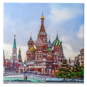 St. Basil`s Cathedral. Moscow, Russia. Ceramic Tile