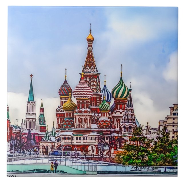 St. Basil`s Cathedral. Moscow, Russia. Ceramic Tile (Front)