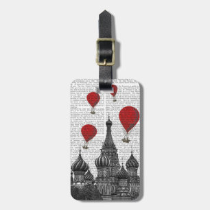St Basil's Cathedral and Red Hot Air Balloons Luggage Tag