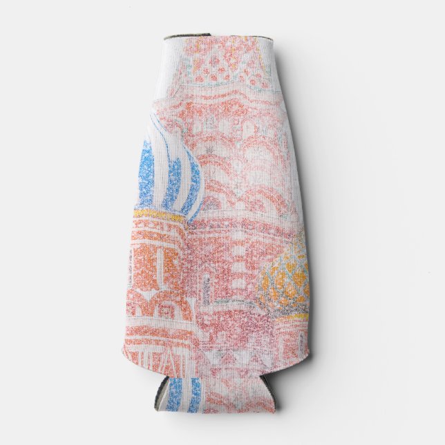 St Basil's Cathedral In Snowstorm Bottle Cooler (Front)