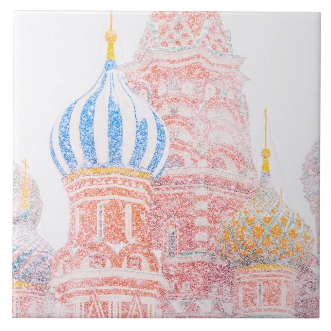 St Basil's Cathedral In Snowstorm Ceramic Tile (Front)