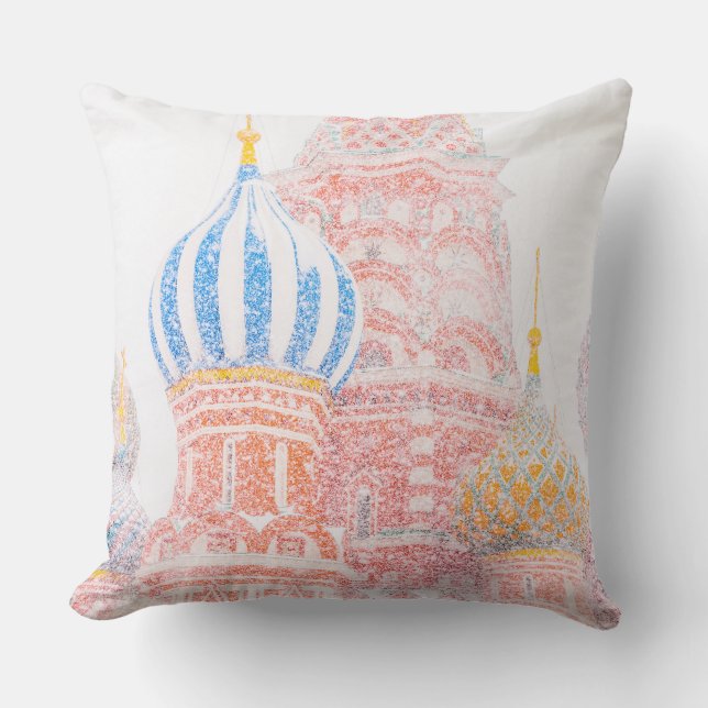St Basil's Cathedral In Snowstorm Cushion (Front)