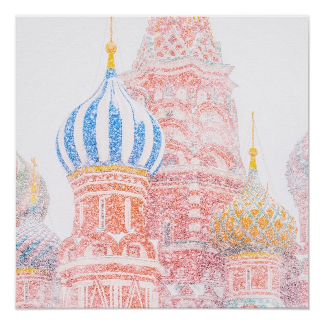 St Basil's Cathedral In Snowstorm Poster (Front)