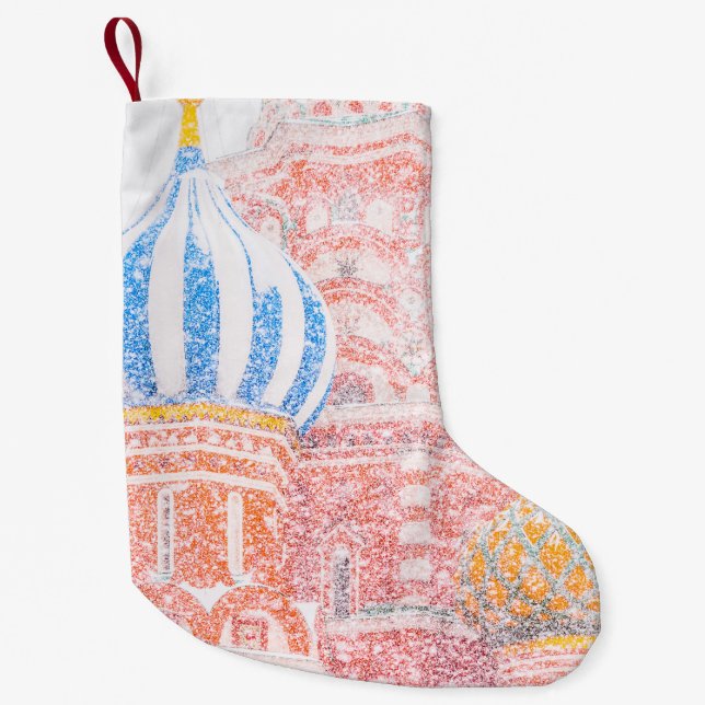 St Basil's Cathedral In Snowstorm Small Christmas Stocking (Front)
