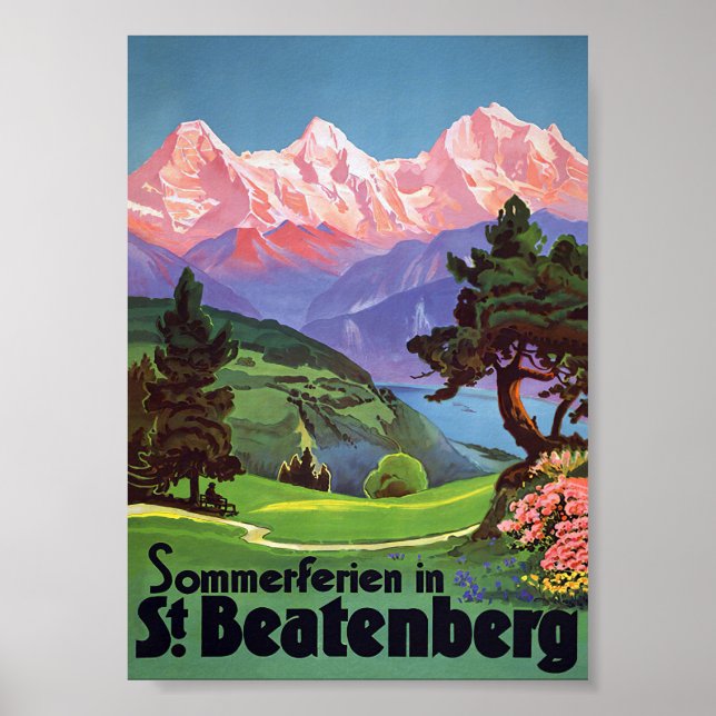 St. Beatenberg, Switzerland Vintage Travel Poster (Front)