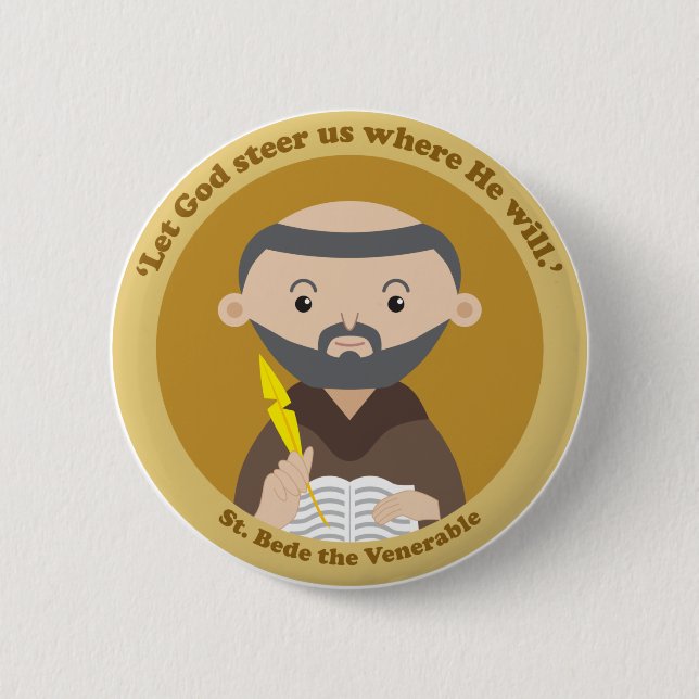 St. Bede the Venerable 6 Cm Round Badge (Front)