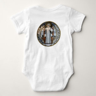 St Benedict Medal Baby Onezie  Bodysuit