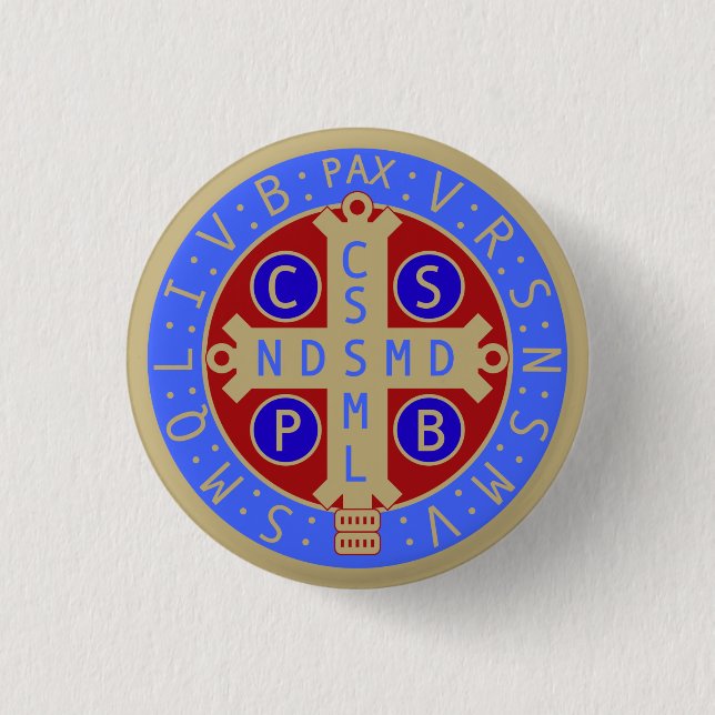St. Benedict Medal Buttons, All Sizes & Shapes 3 Cm Round Badge (Front)
