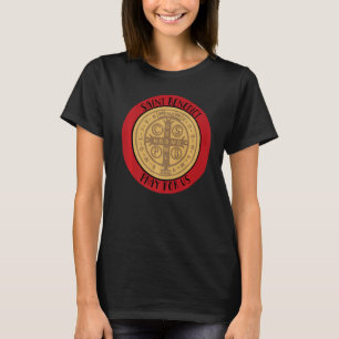 St Benedict Medal Catholic Saint Latin Prayer Pax T-Shirt