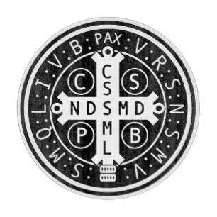 St. Benedict Medal Glass Cutting Board