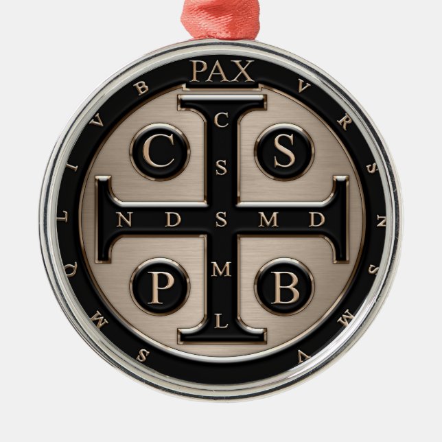 St. Benedict Medal Metal Ornament (Front)