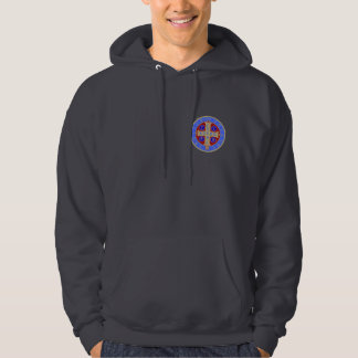 St. Benedict Medal on Any Dark Hooded Sweatshirt