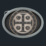 St. Benedict Medal Oval Belt Buckle<br><div class="desc">St. Benedict Medal</div>