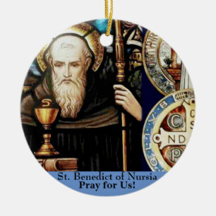 St. Benedict of Nursia Ceramic Ornament