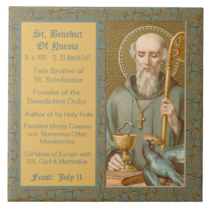 St. Benedict of Nursia (JM 07) Ceramic Tile
