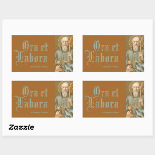 St. Benedict of Nursia (JM 07; Latin Motto) Rectangular Sticker
