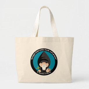 St Benedict of Nursia Large Tote Bag