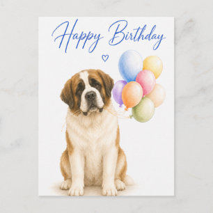 St Bernard Birthday Postcard