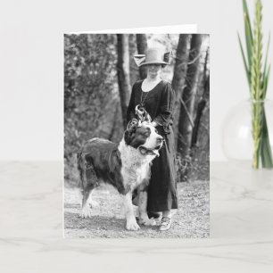 St Bernard & Boston Terrier, 1925 Card