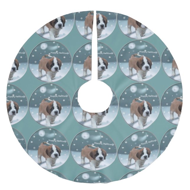 St Bernard Christmas Brushed Polyester Tree Skirt (Front)