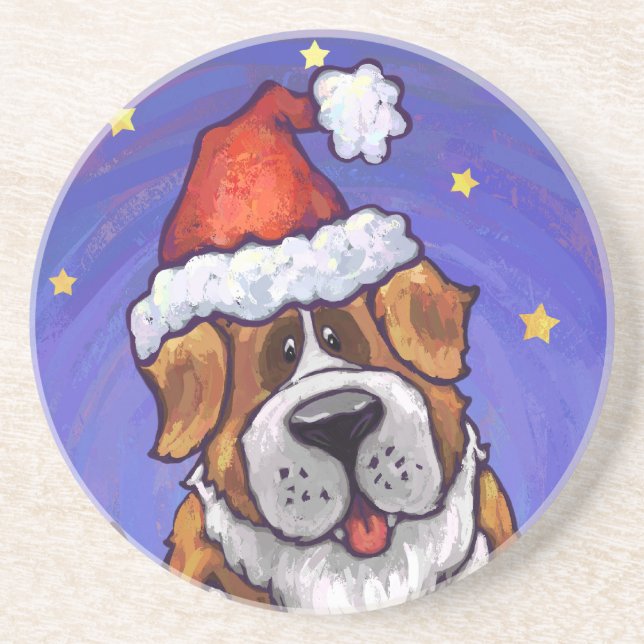 St. Bernard Christmas Coaster (Front)