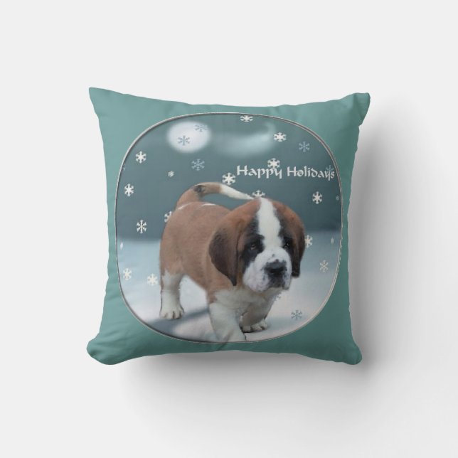 St Bernard Christmas Cushion (Front)