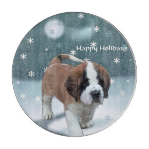 St Bernard Christmas Cutting Board