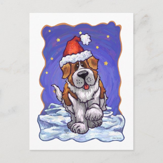 St. Bernard Christmas Holiday Postcard (Front)