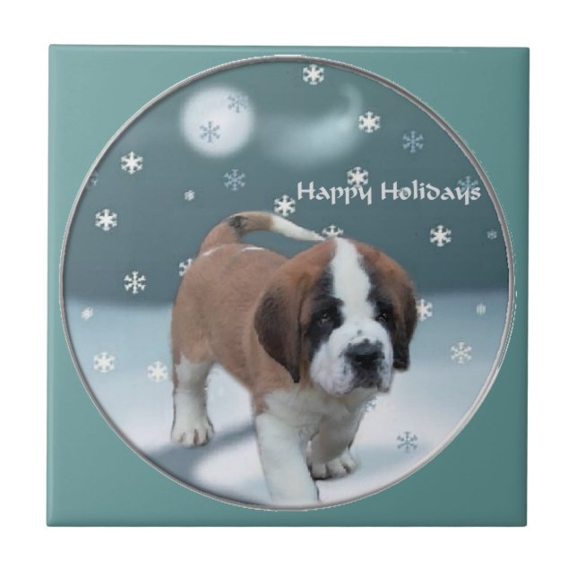 St Bernard Christmas Tile (Front)