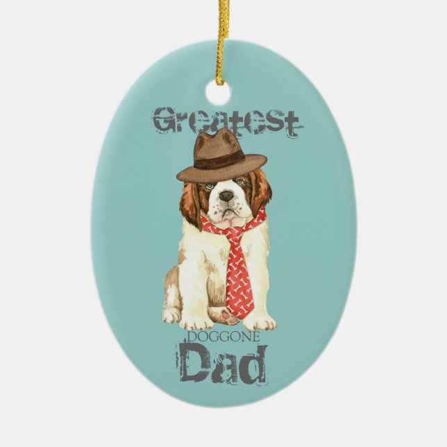 St. Bernard Dad Ceramic Ornament (Front)