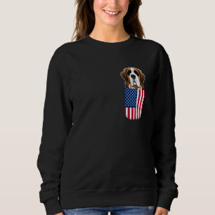 St Bernard Dog American Flag Patriotic 4th July Pu Sweatshirt