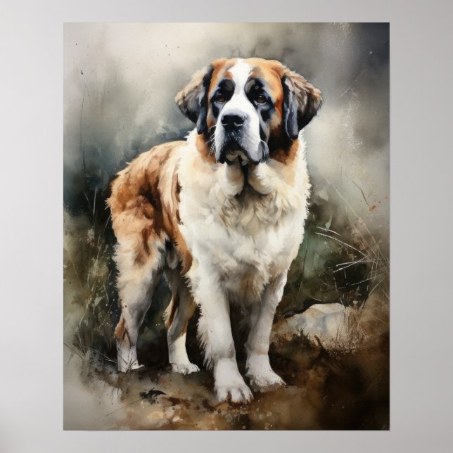 St. Bernard Dog Art Print Poster (Front)