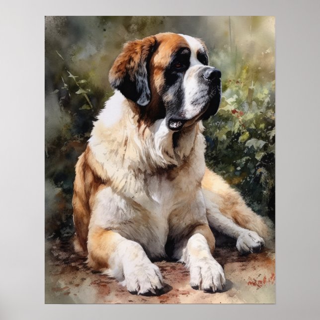 St. Bernard Dog Art Print Poster (Front)