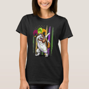 St Bernard Dog Dabbing American Flag Mardi Gras Ma T-Shirt
