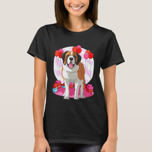 St Bernard Dog Heart Valentine Day Decor T-Shirt