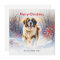 St Bernard Dog In Snow Merry Christmas
