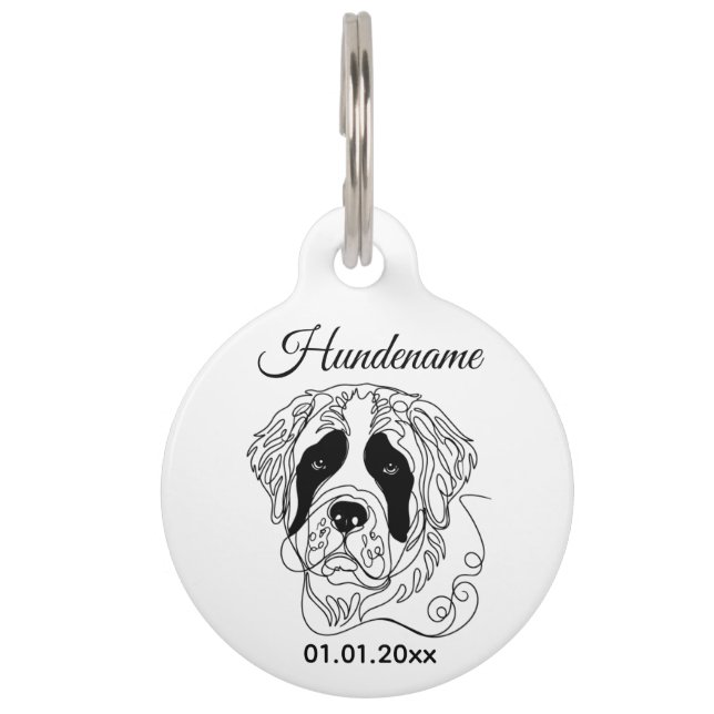 St. Bernard Dog Line Art Personalized Tag (Front)