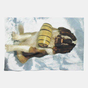 St Bernard dog, Mountain Rescue Tea Towel