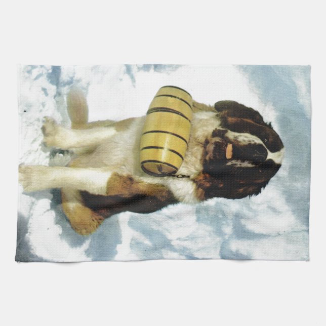 St Bernard dog, Mountain Rescue Tea Towel (Horizontal)