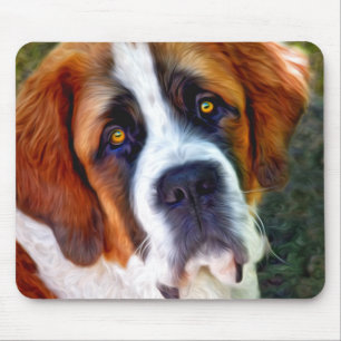 St Bernard Dog Painting Mouse Pad