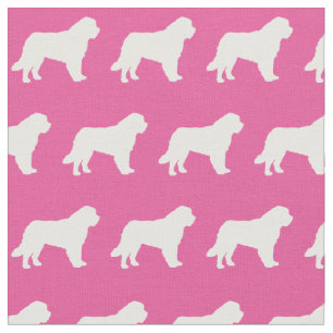 St Bernard Dog Silhouette Pet Pink Fabric