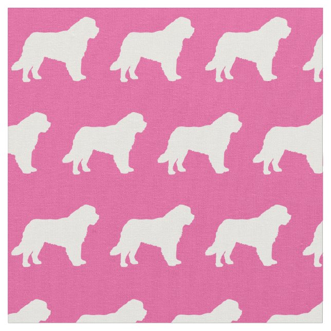 St Bernard Dog Silhouette Pet Pink Fabric (Close Up)