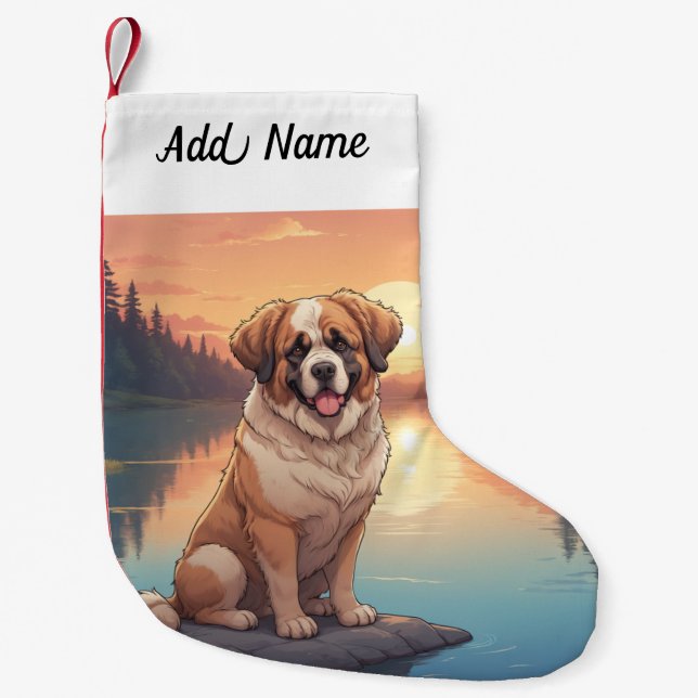 St Bernard Dog Small Christmas Stocking (Front)