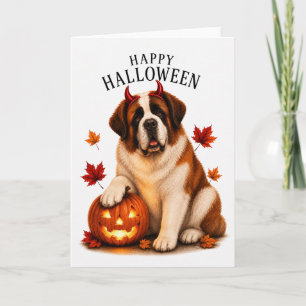 St Bernard Halloween Devil Dog Card