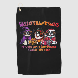St. Bernard Halloween Thanksgiving Christmas Class Golf Towel