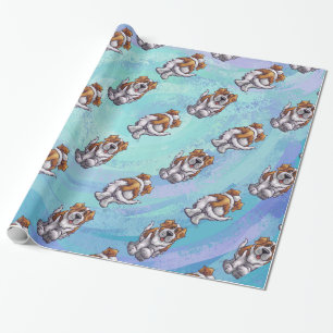 St. Bernard Heads and Tails Patterns Wrapping Paper