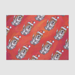 St. Bernard in Hat Pattern On Red Tissue Paper