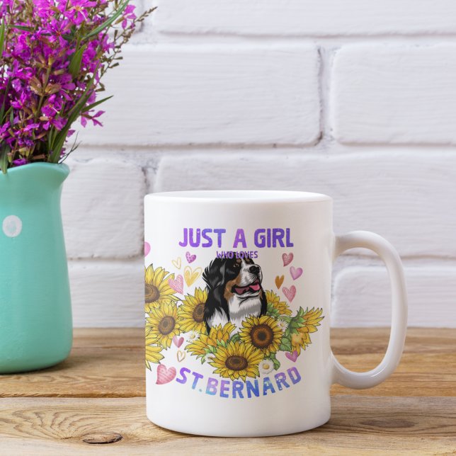 St. Bernard Lover Sunflower Trainer Floral Coffee Mug (Creator Uploaded)