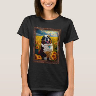 St Bernard Painting Sunflower Flower Mum Women Flo T-Shirt